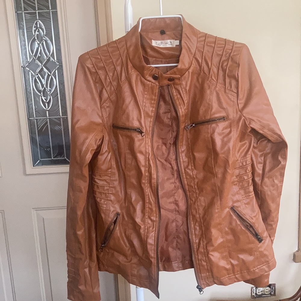 Camel Brown faux leather jacket